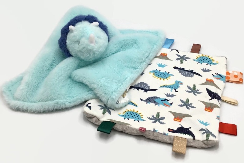 Dinosaur Baby Lovey Set Triceratops Ribbon Tag Security Blanket Parents Choice